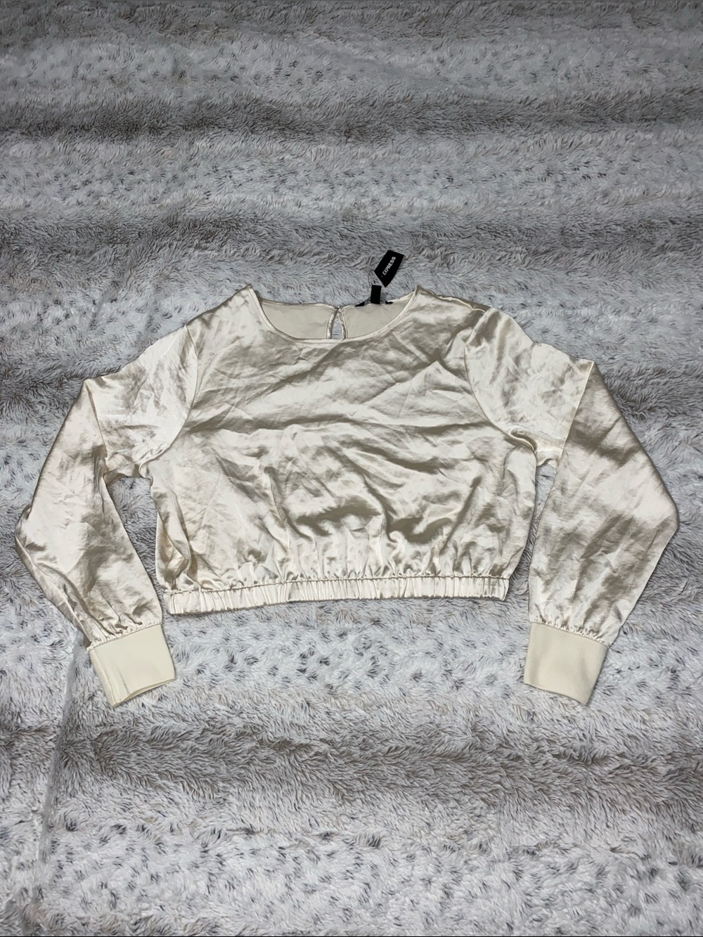 Express Cream Satin Cropped Sweatshirt